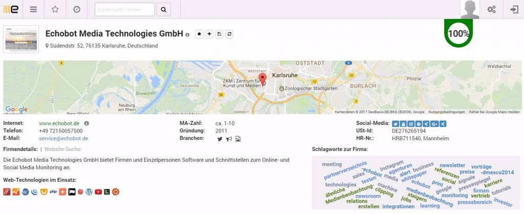 Firmenverzeichnis Stammdaten
