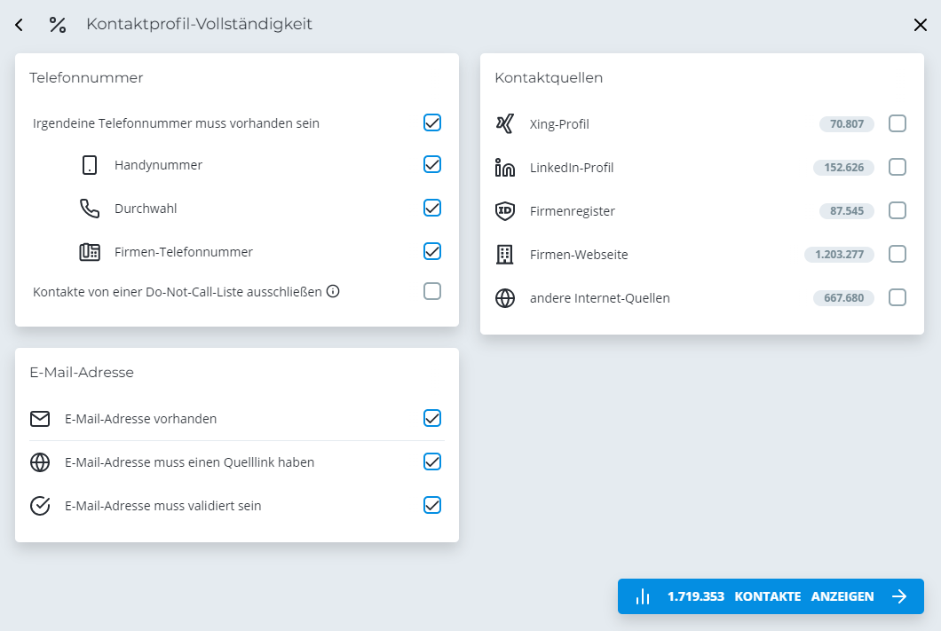 Kontaktprofilvollständigkeit