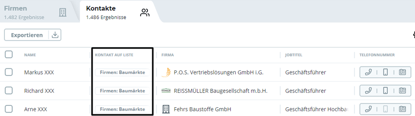 Liste-Kontakt-anzeigen Liste-Kontakt-anzeigen