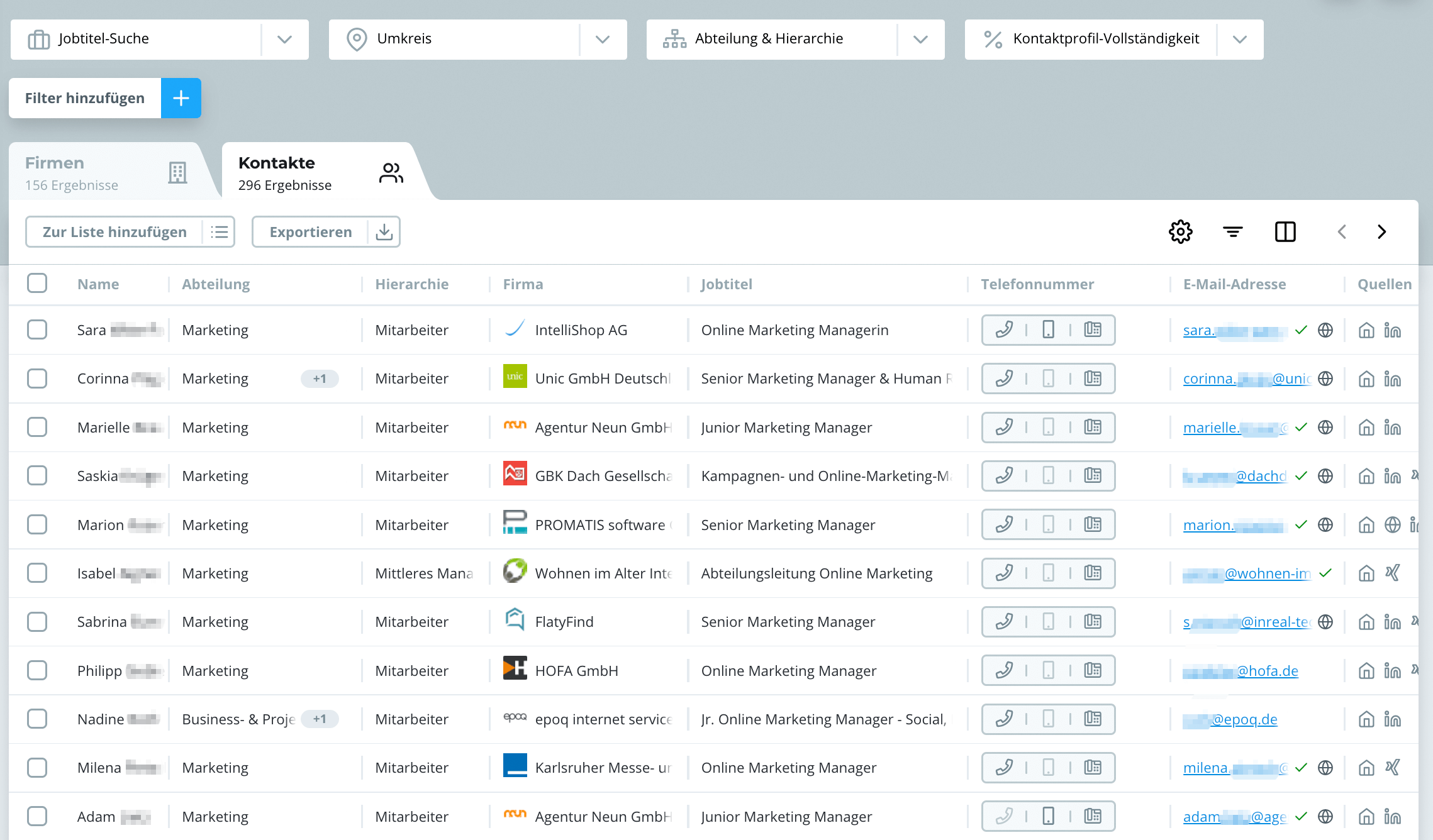 Ergebnisse Target Recruiting Ergebnisse Target Recruiting