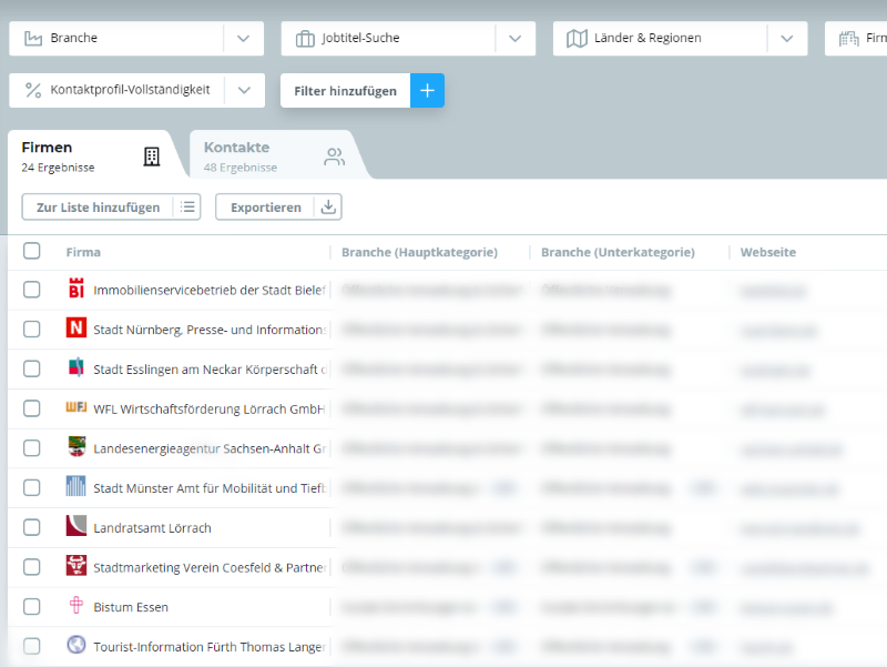 Suche nach Stadtverwaltungen