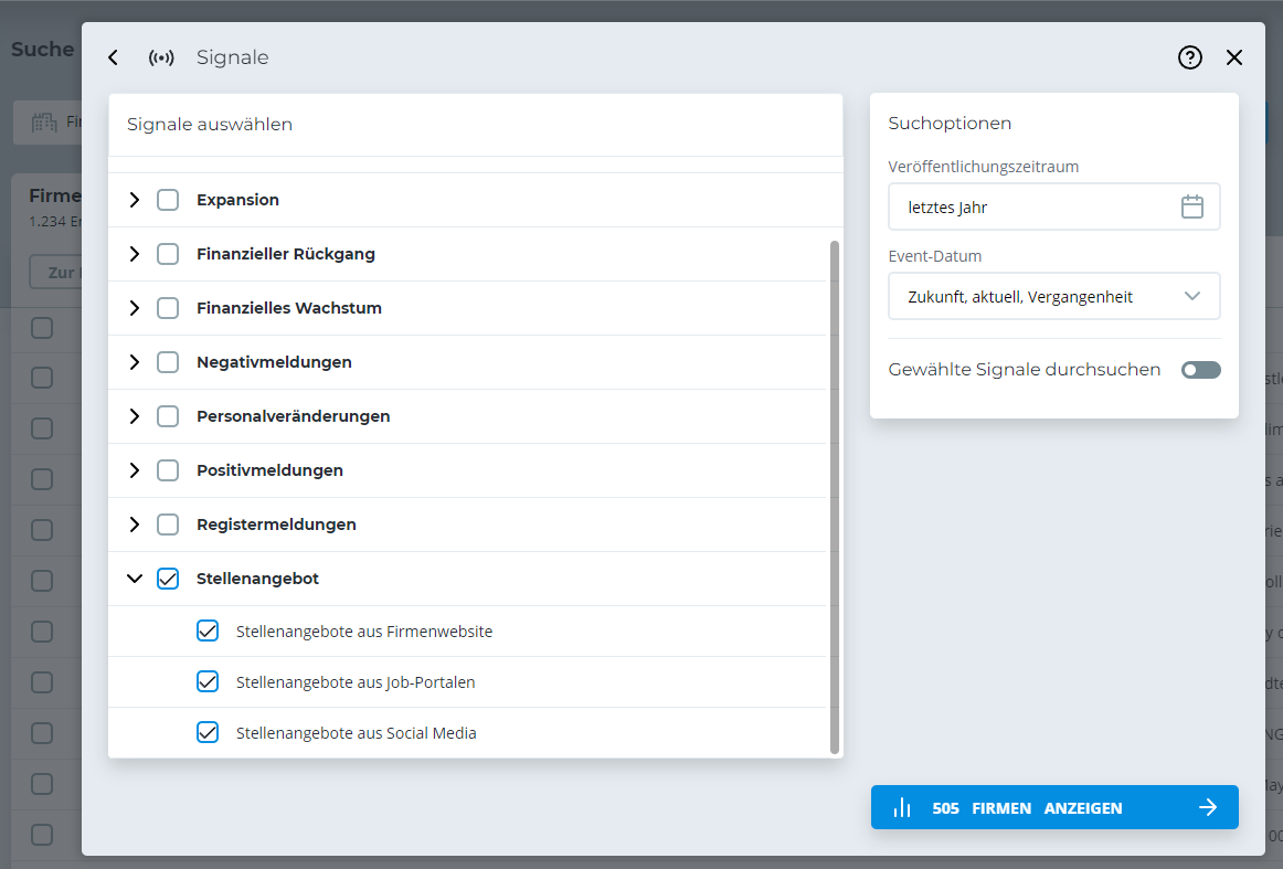 Suche nach Signalen Suche nach Signalen
