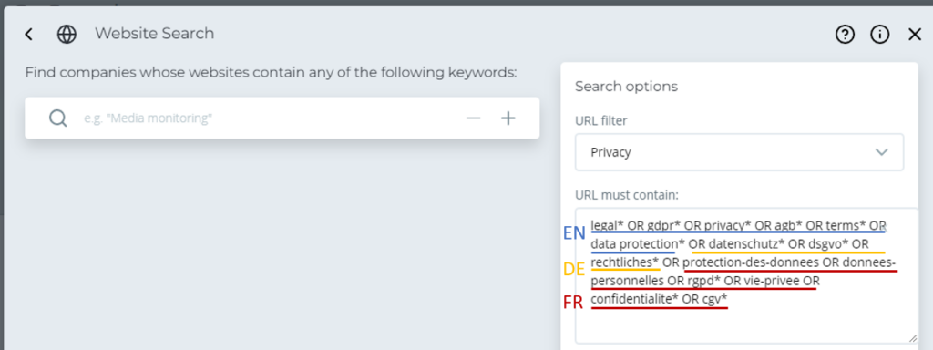 Webseitensuche in Sprachen Webseitensuche in Sprachen