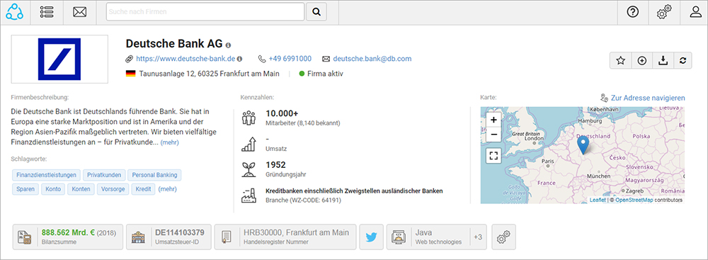 Firmendetailansicht CONNECT 2.0